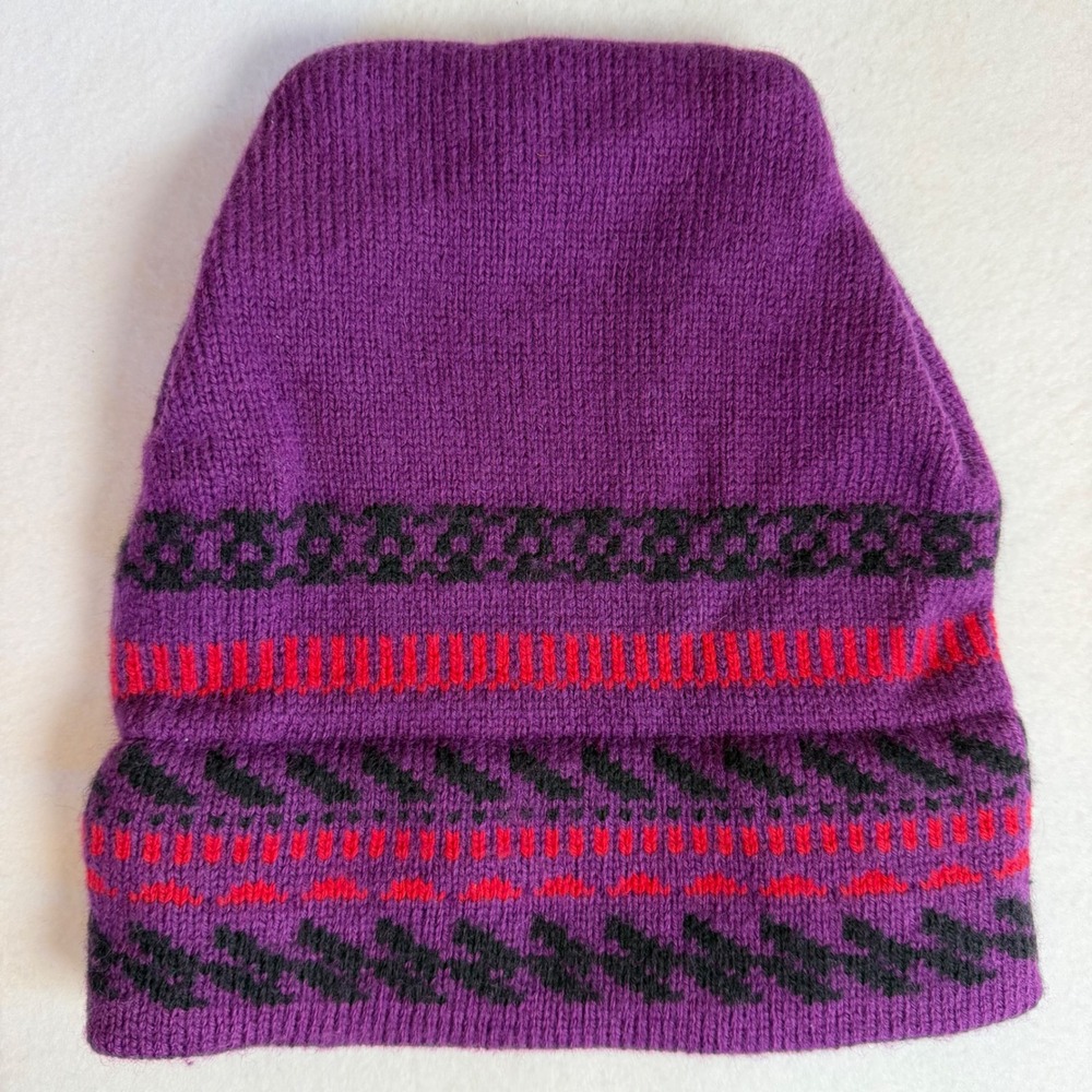 Vintage Eddie Bauer Wool Beanie‎ Purple 80s/90s Winter Snow Ski Hat